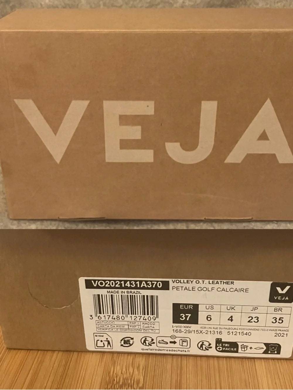 NWT - Veja Volley Leather Sneaker -Pink & Green (sz 6 / 37) - Picture 8 of 16